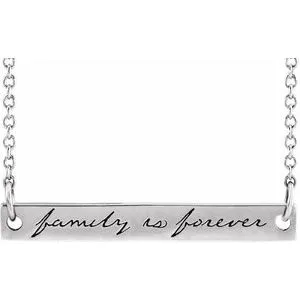 14K White Family is Forever Bar 16" Necklace