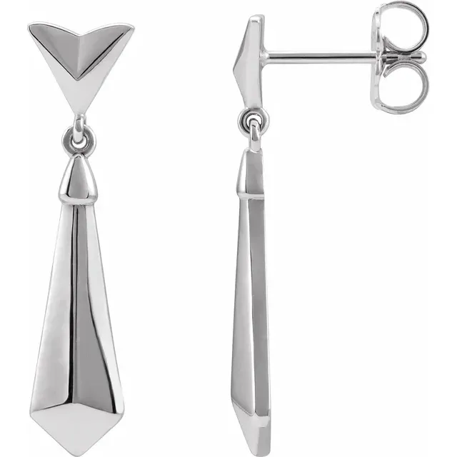 14K White Geometric Dangle Earrings