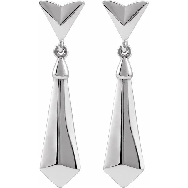 14K White Geometric Dangle Earrings