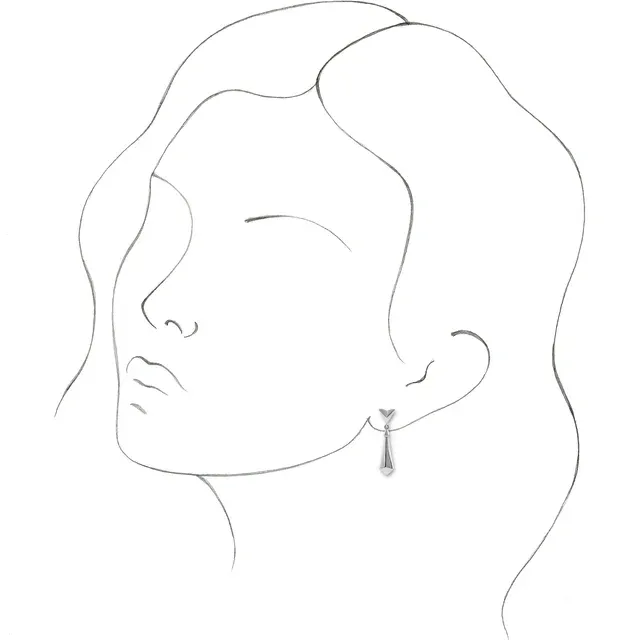 14K White Geometric Dangle Earrings