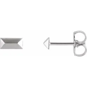 14K White Geometric Stud Earrings