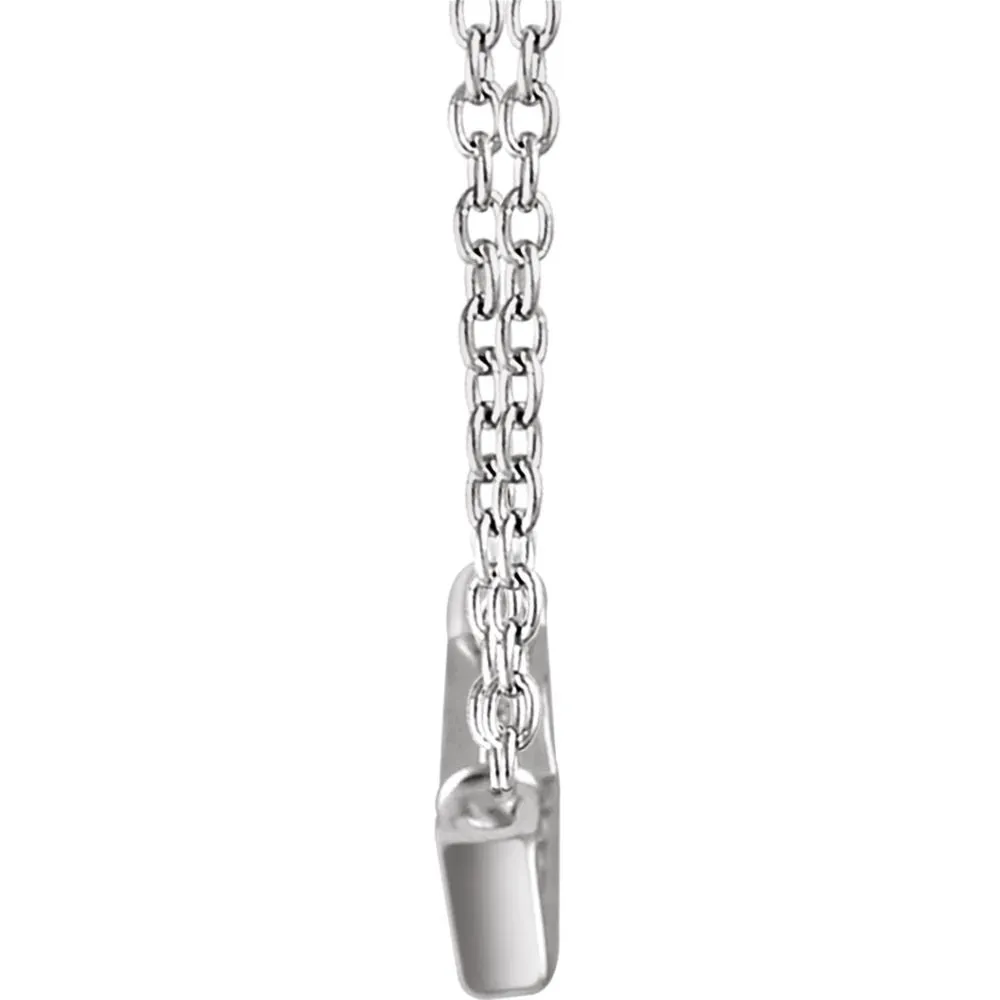 14k White Gold 1/4 CTW Diamond Baguette Bar 16-18" Necklace