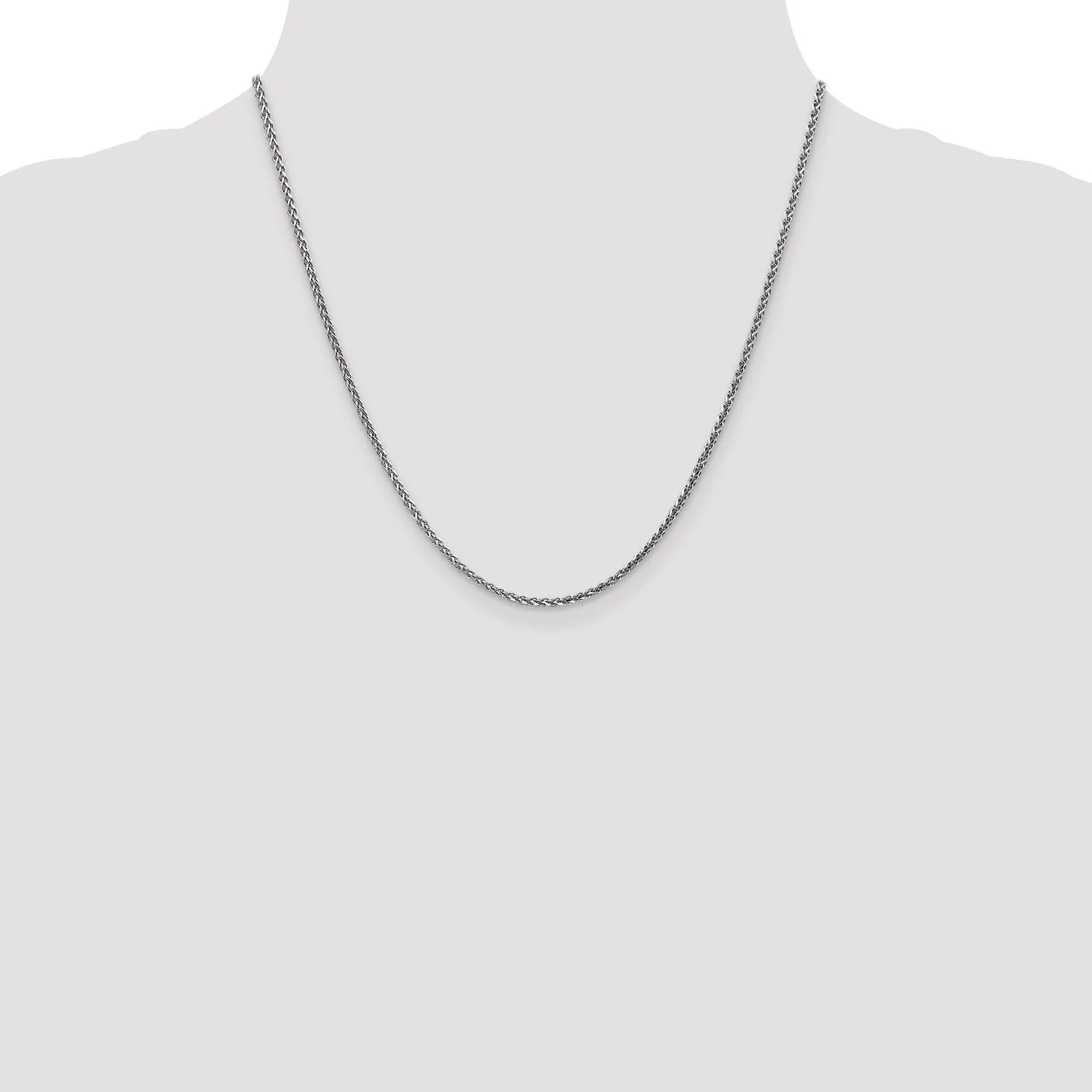 14k White Gold 1.8mm Solid D.C Spiga Chain