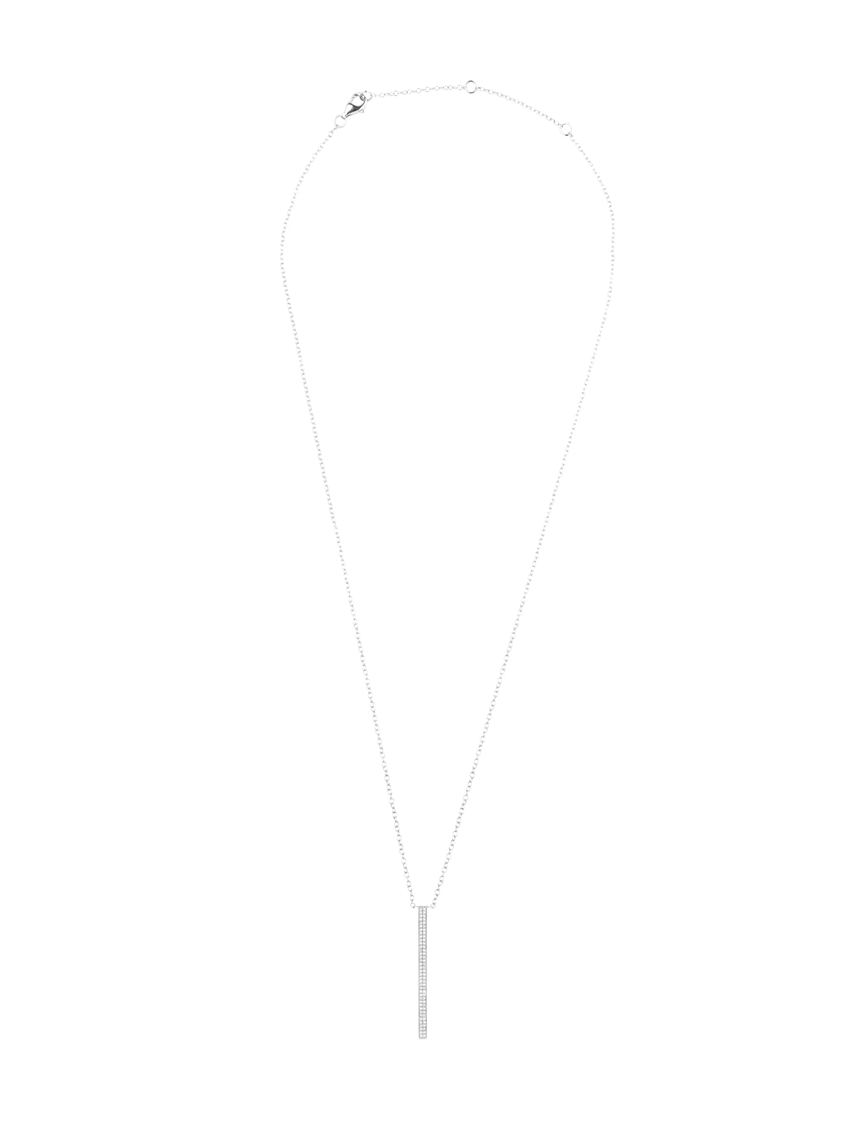 14k White Gold Double Diamond Bar Necklace