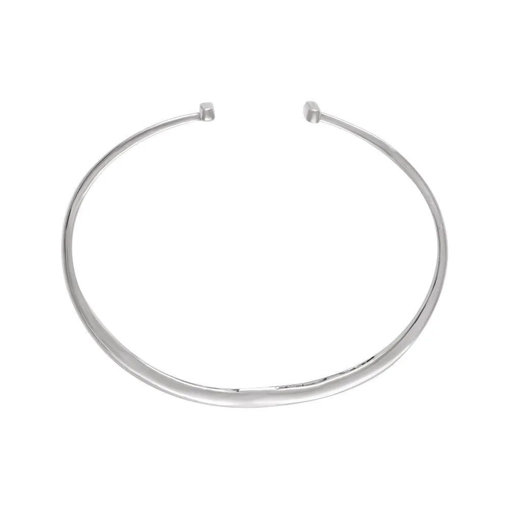14k White Gold Hinged Cuff Bar Bracelet 7"