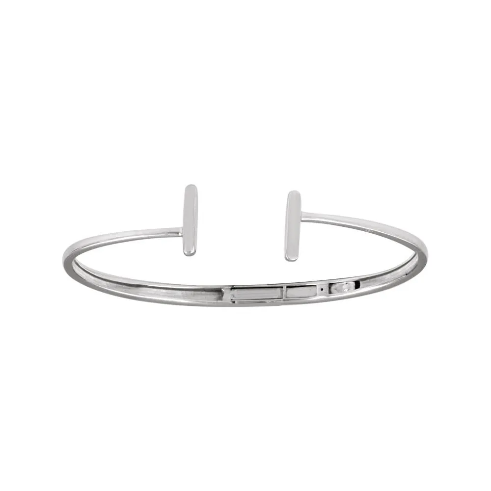 14k White Gold Hinged Cuff Bar Bracelet 7"