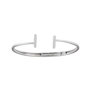 14k White Gold Hinged Cuff Bar Bracelet 7"