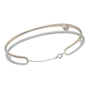 14K White Gold Pave Natural Diamond Designer Cuff Bracelet For Her
