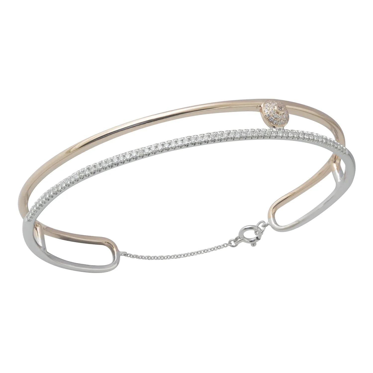 14K White Gold Pave Natural Diamond Designer Cuff Bracelet For Her