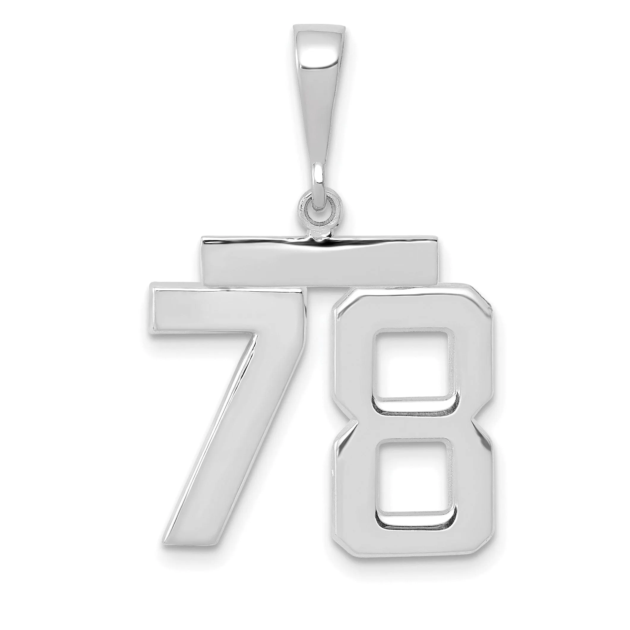 14k White Gold Polished Finish Medium Size Number 78 Charm Pendant