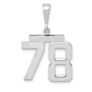 14k White Gold Polished Finish Medium Size Number 78 Charm Pendant