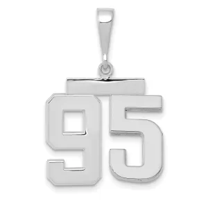14k White Gold Polished Finish Medium Size Number 95 Charm Pendant