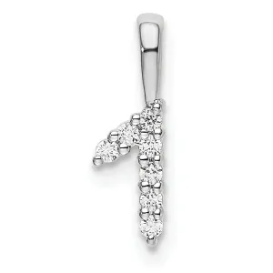 14k White Gold Polished Finish with Diamonds Number 1 Pendant