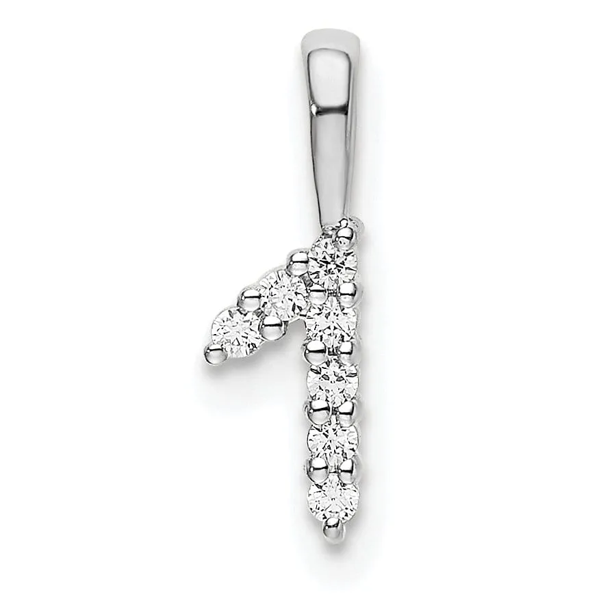 14k White Gold Polished Finish with Diamonds Number 1 Pendant