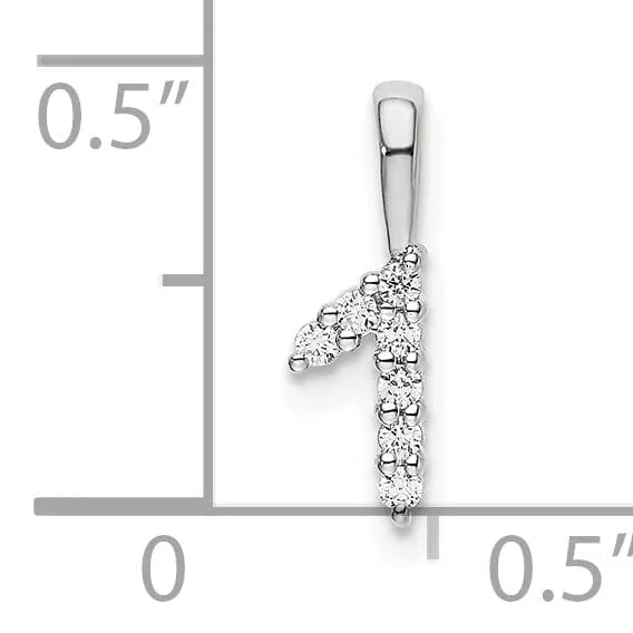 14k White Gold Polished Finish with Diamonds Number 1 Pendant