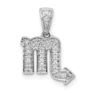 14k White Gold Polished Finish with Diamonds Scorpio Zodiac Charm Pendant