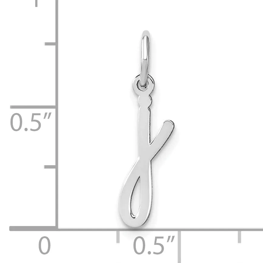 14K White Gold Small Size Lower Case Script Letter J Initial Pendant