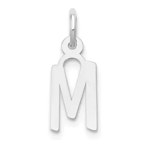 14k White Gold Small Slanted Block Letter M Initial Pendant