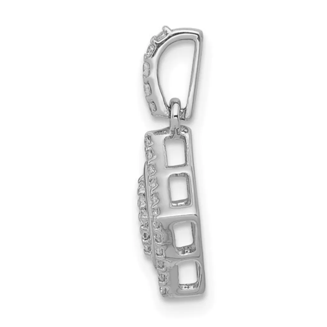 14k White Gold Square Cluster Diamond Pendant