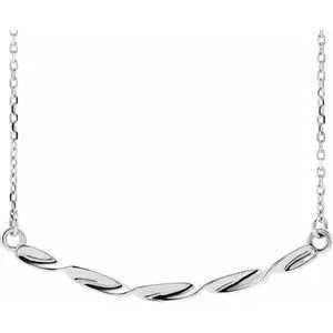 14K White Twisted Ribbon Bar 16-18" Necklace