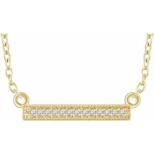 14K Yellow .05 CTW Diamond Bar 16-18" Necklace
