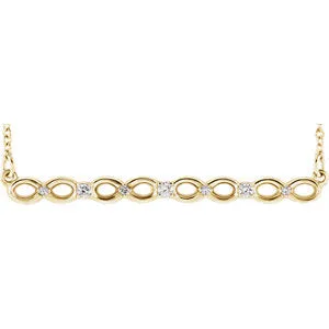 14K Yellow .08 CTW Diamond Infinity-Inspired Bar 16-18" Necklace