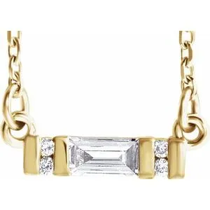 14K Yellow 1/10 CTW Diamond Bar 16-18" Necklace