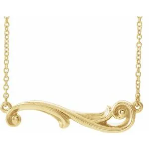 14K Yellow Freeform Bar 18" Necklace