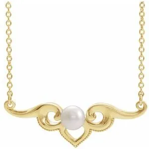 14K Yellow Freshwater Cultured Pearl Bar 18" Necklace