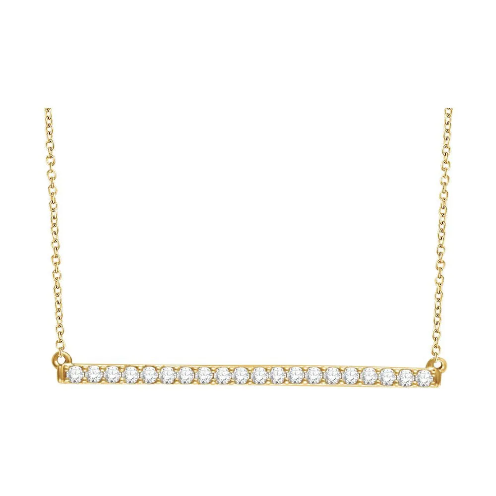 14k Yellow Gold 1/2 CTW Diamond Bar 16-18" Necklace