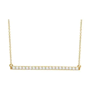 14k Yellow Gold 1/2 CTW Diamond Bar 16-18" Necklace