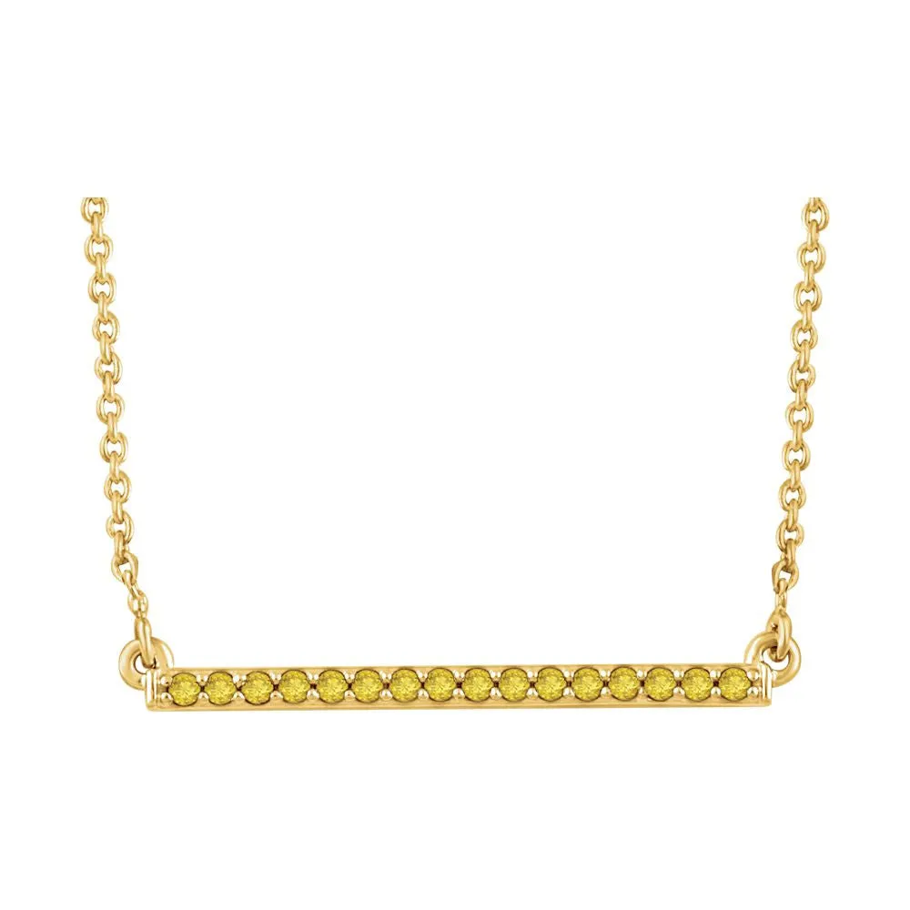 14k Yellow Gold 1/6 CTW Yellow Diamond 18" Bar Necklace