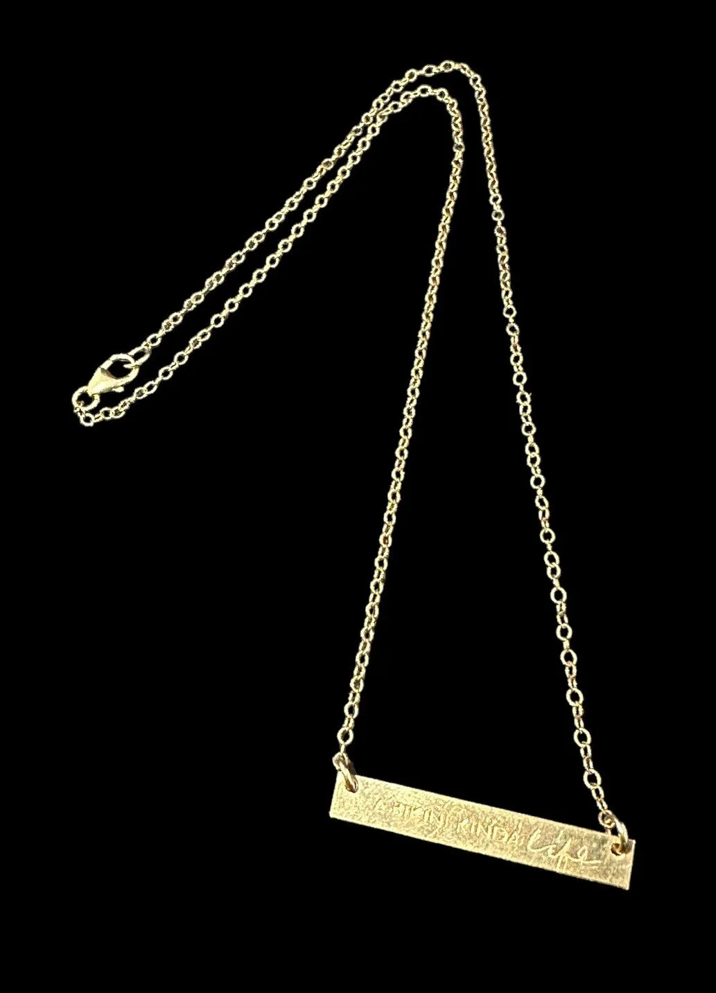 14k Yellow Gold Filled “A Bikini Kinda Life” Bar Pendant Oval Chain Necklace