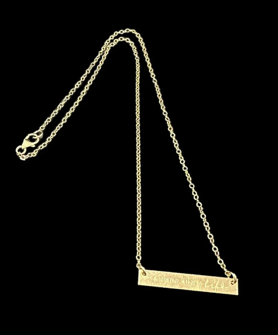 14k Yellow Gold Filled “A Bikini Kinda Life” Bar Pendant Oval Chain Necklace