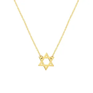 14K Yellow Gold Mini Star Of David Necklace
