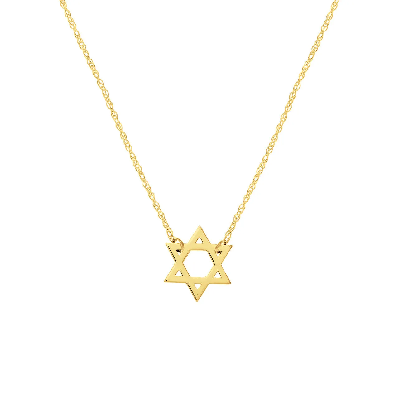 14K Yellow Gold Mini Star Of David Necklace