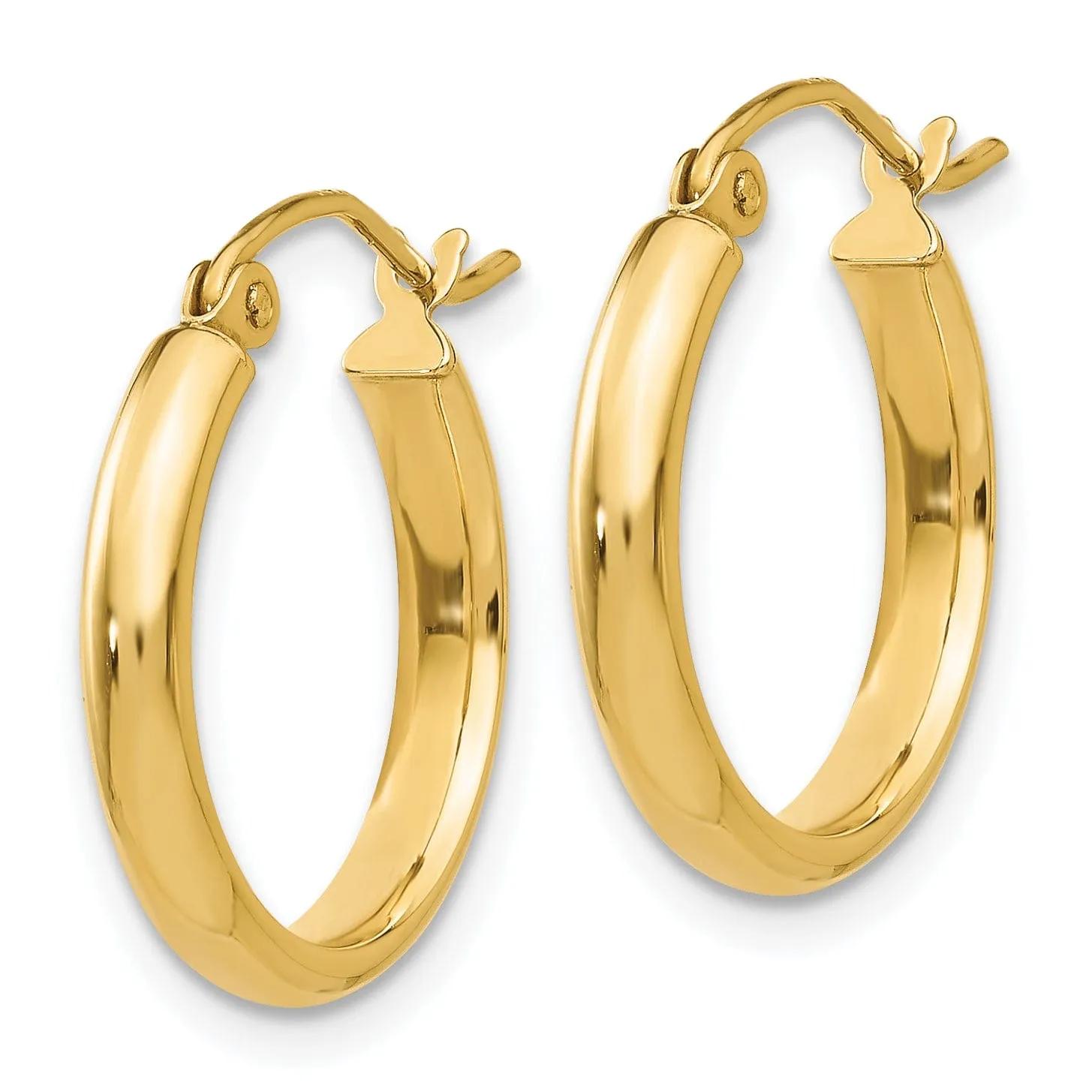 14k Yellow Gold Round Tube Hoop Earrings