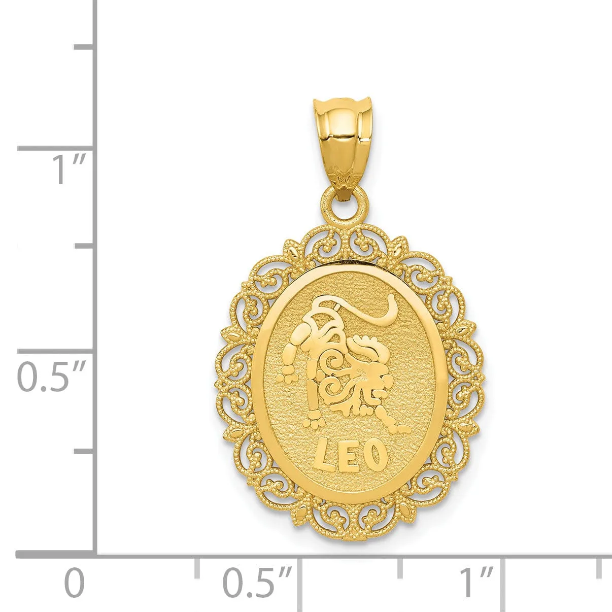 14k Yellow Gold Solid Leo Zodiac Pendant