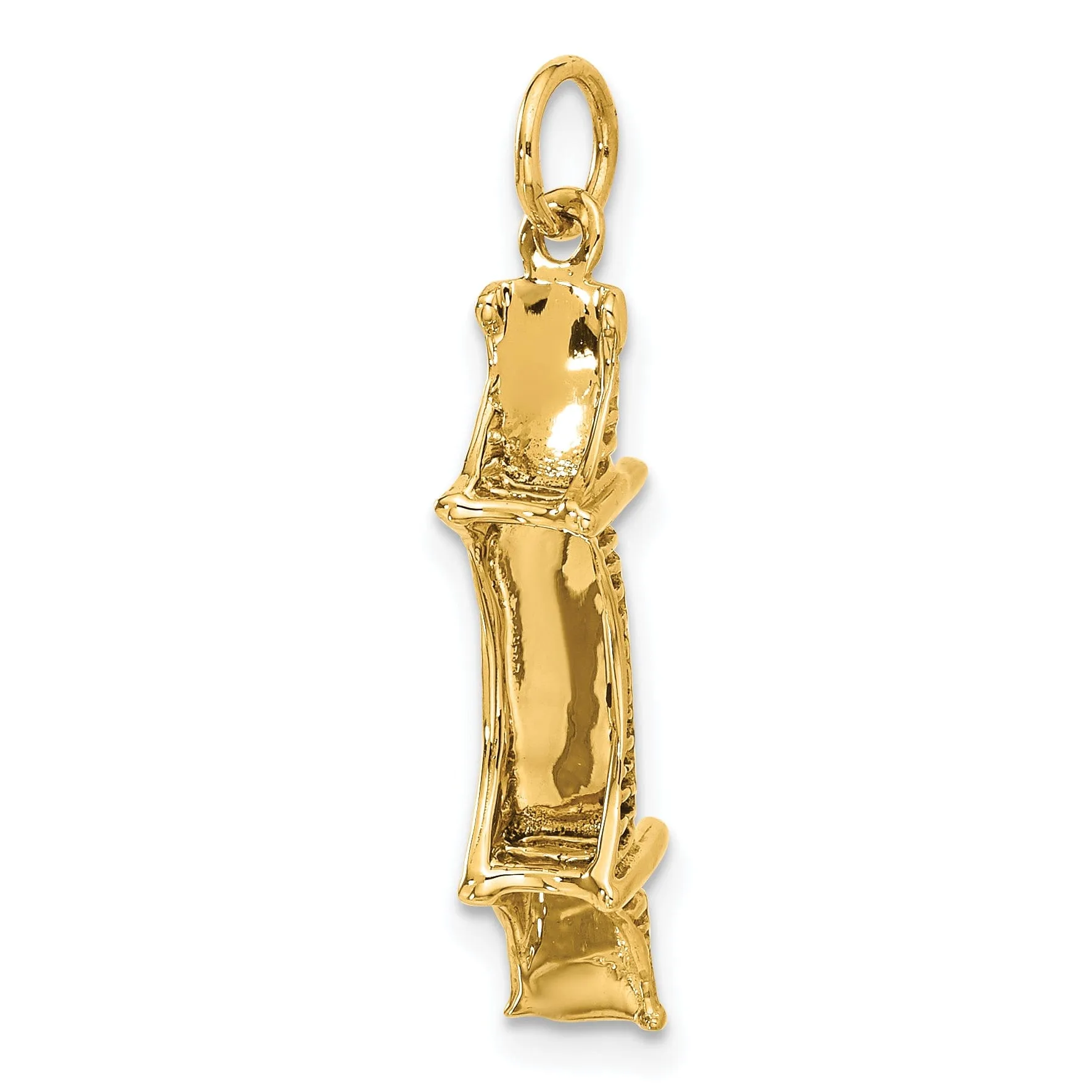 14k Yellow Gold Solid Polished Textured Finish 3-Dimensional Mackinac Bridge Charm Pendant