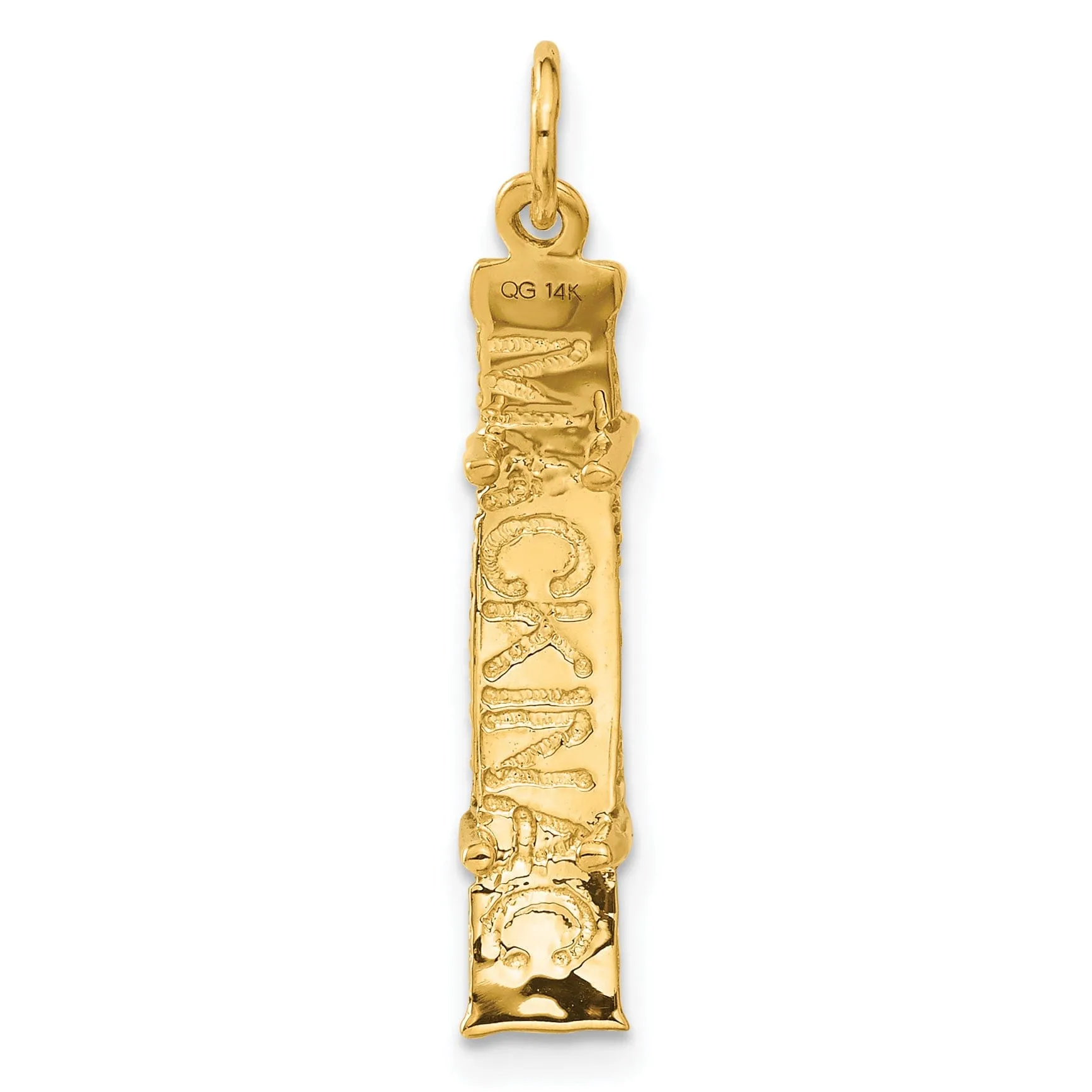 14k Yellow Gold Solid Polished Textured Finish 3-Dimensional Mackinac Bridge Charm Pendant
