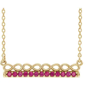 14K Yellow Ruby Infinity-Inspired Bar 18" Necklace