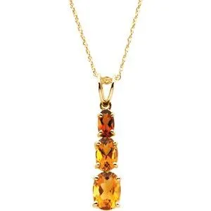 14K Yellow Three-Stone Citrine 18" Necklace