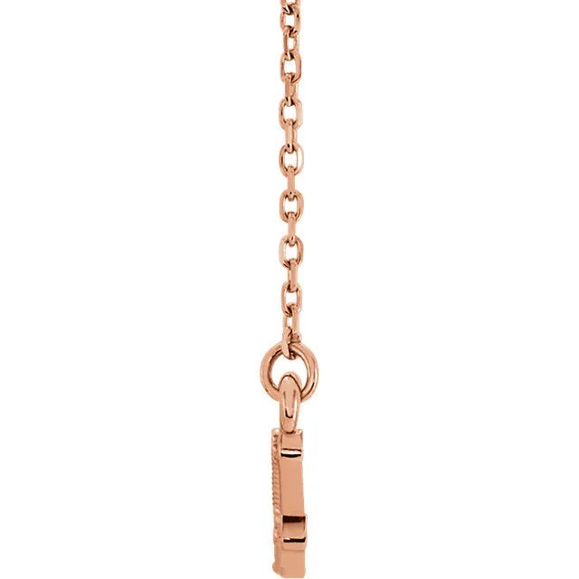 14KT Rose Gold Beaded Rounded Bar Necklace