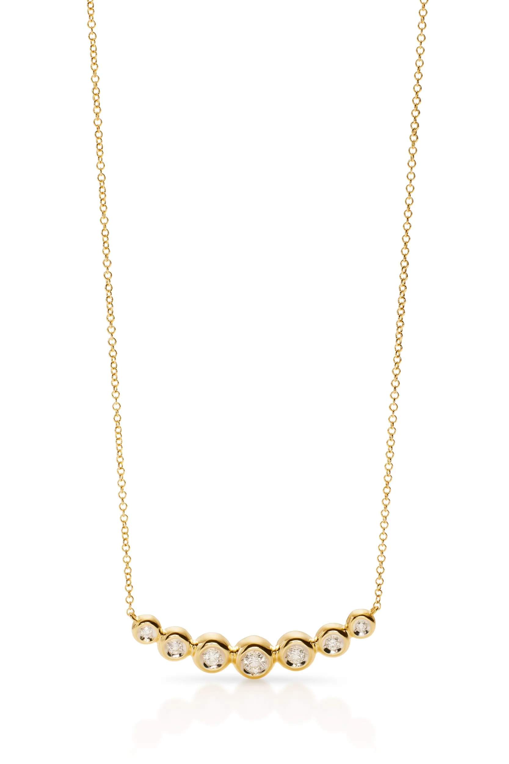 14KY Curved Diamond Bar Necklace