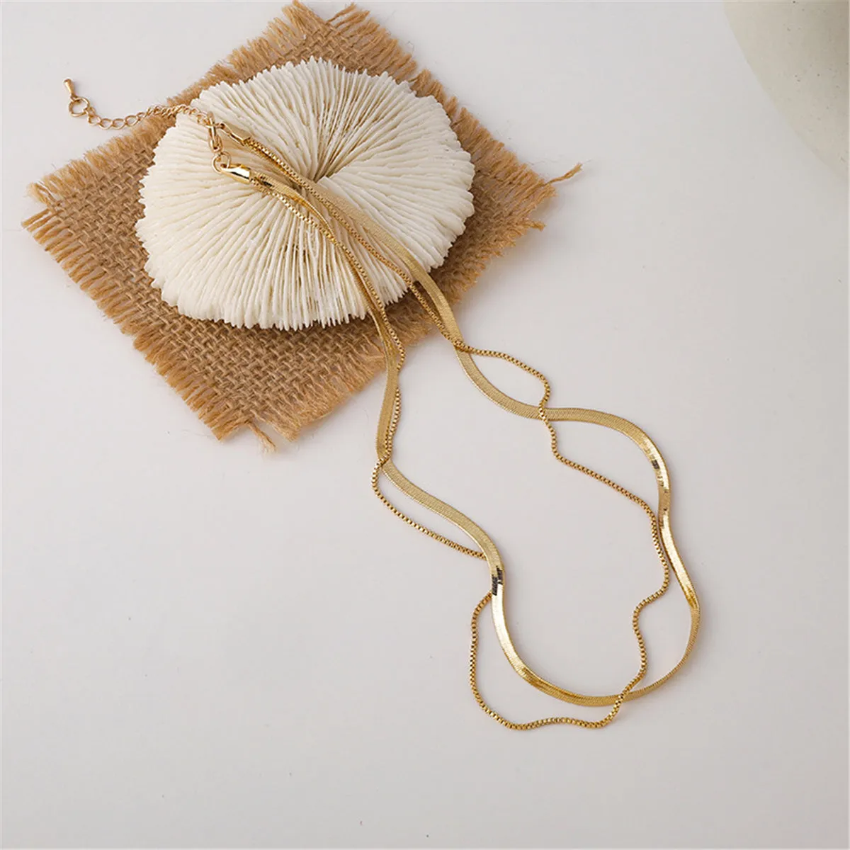 18K Gold-Plated Layered Chain Choker Necklace