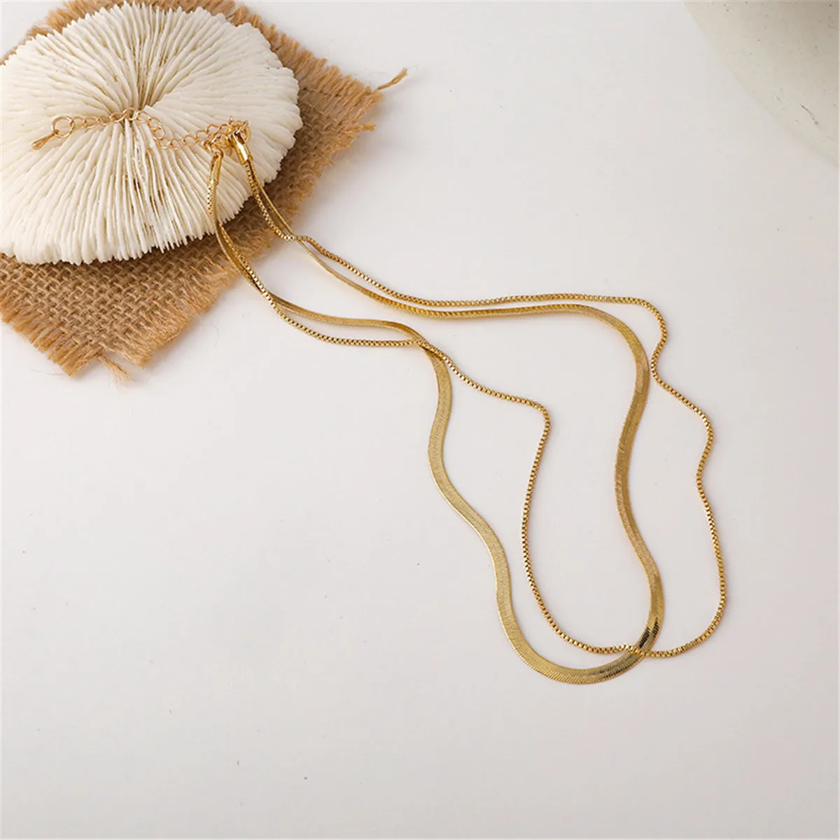 18K Gold-Plated Layered Chain Choker Necklace