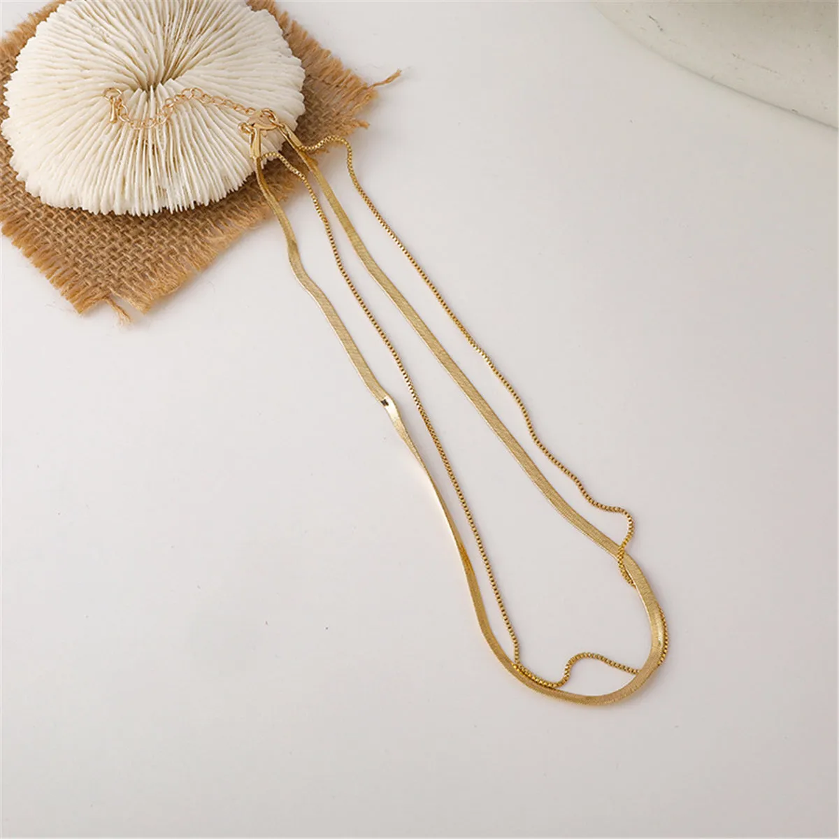 18K Gold-Plated Layered Chain Choker Necklace
