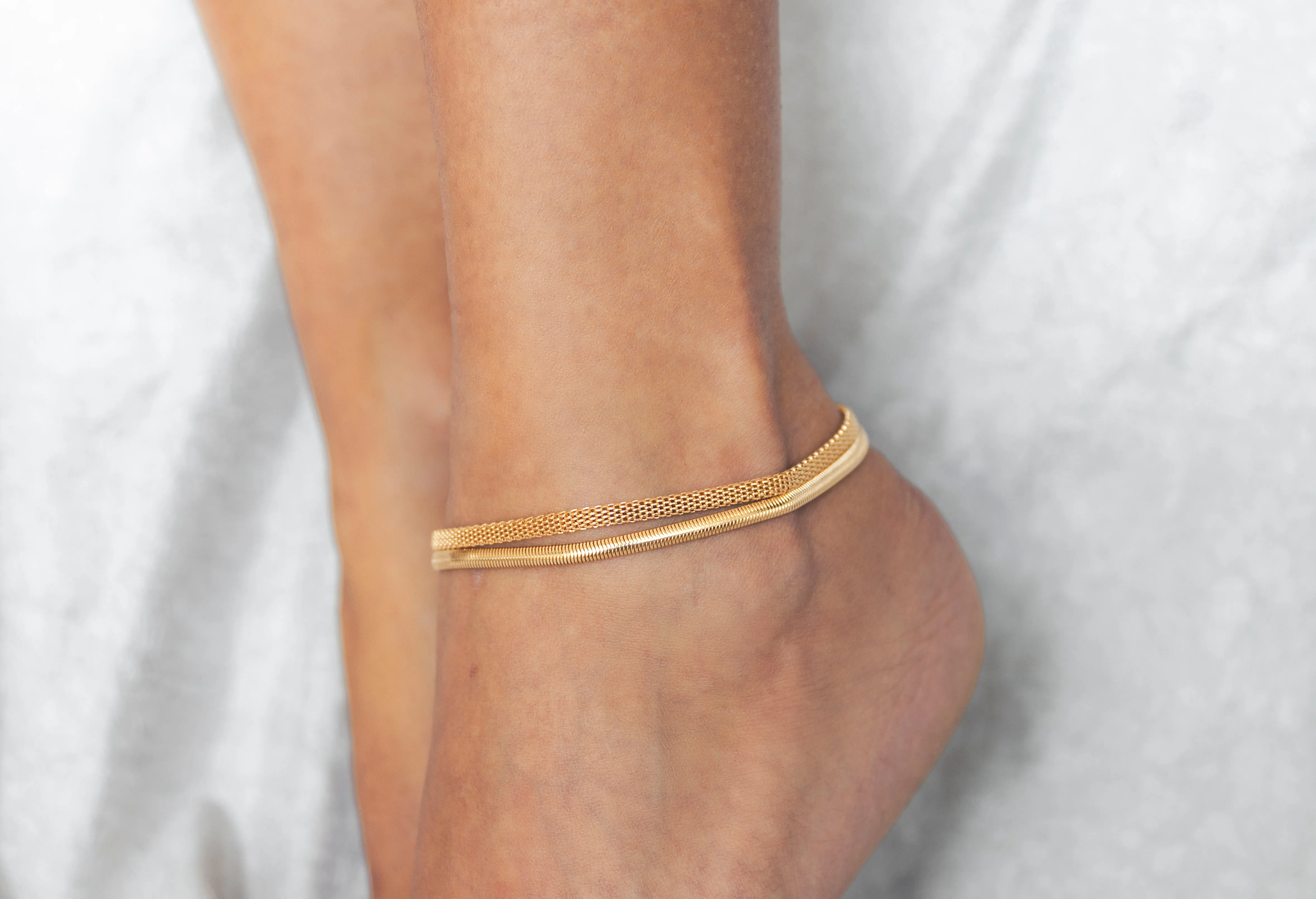 18k Gold Plated Statement Mesh Anklet