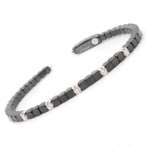 18k White Gold & Black Ceramic Diamond Cuff