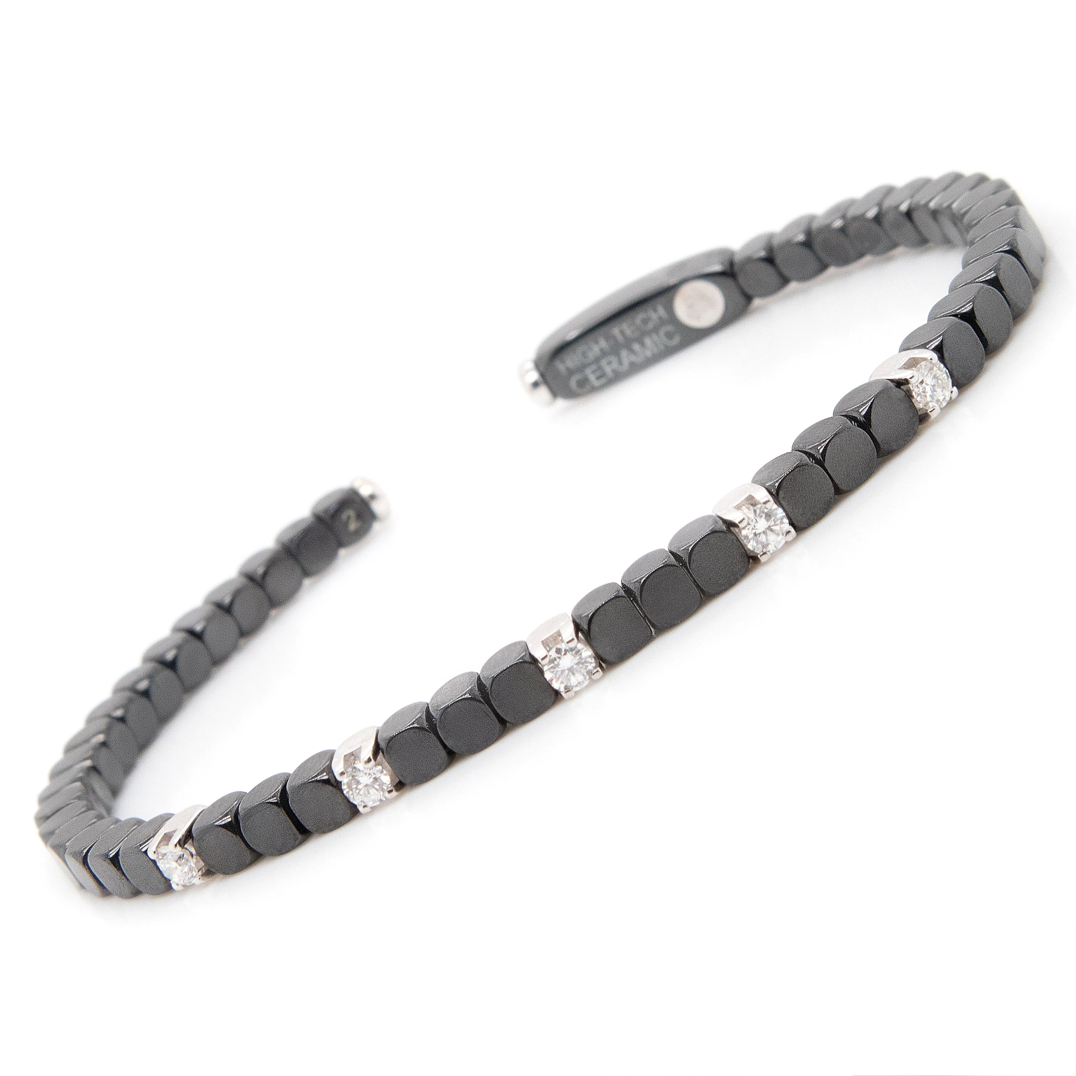 18k White Gold & Black Ceramic Diamond Cuff